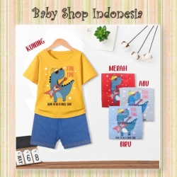 LU532 Setelan Kaos Anak Dinosaurus Rock Dino  large
